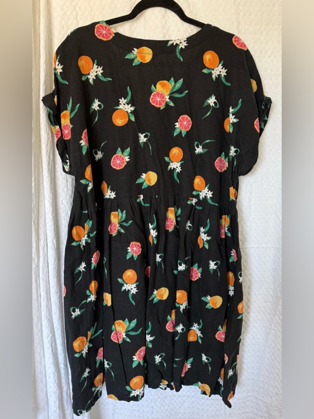 DIP Citrus Print Dress Black Short Sleeve 1X - Picture 2 of 4